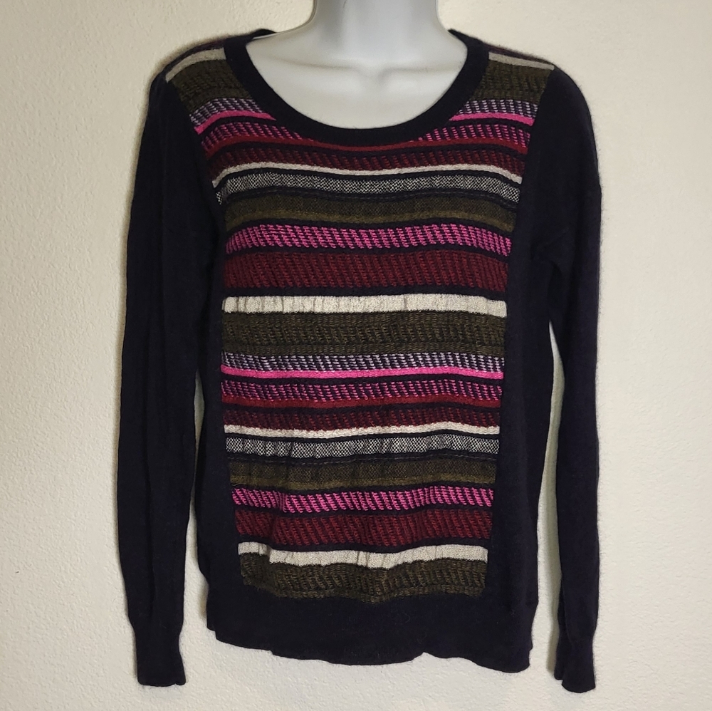 J. Crew Wool and Rabit Hair Blend Multicolor Striped Sweater size Medium